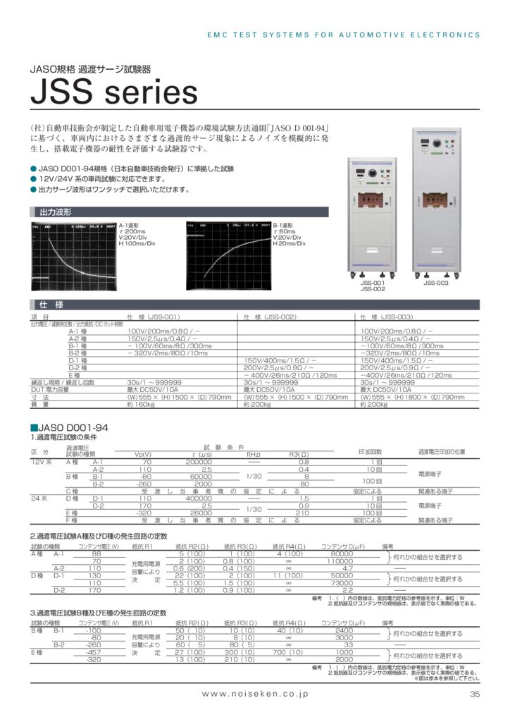 車載機器用過渡サージ試験器JSS-003_JASO規格