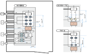 ISO11452-4電気モーターをテストベンチに取り付けた、シールドされた電源システムを備えたDUT のモータラインへの注入試験のイメージ